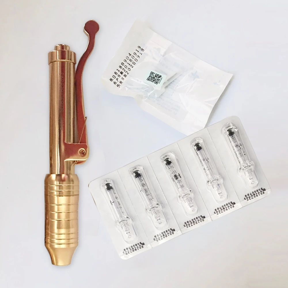 One Set Gold Hyaluron Pen Adjustable No Needle Injection Hyaluronic Serum Tools Mesotherapy Gun Atomizing Acid For Anti Wrinkle