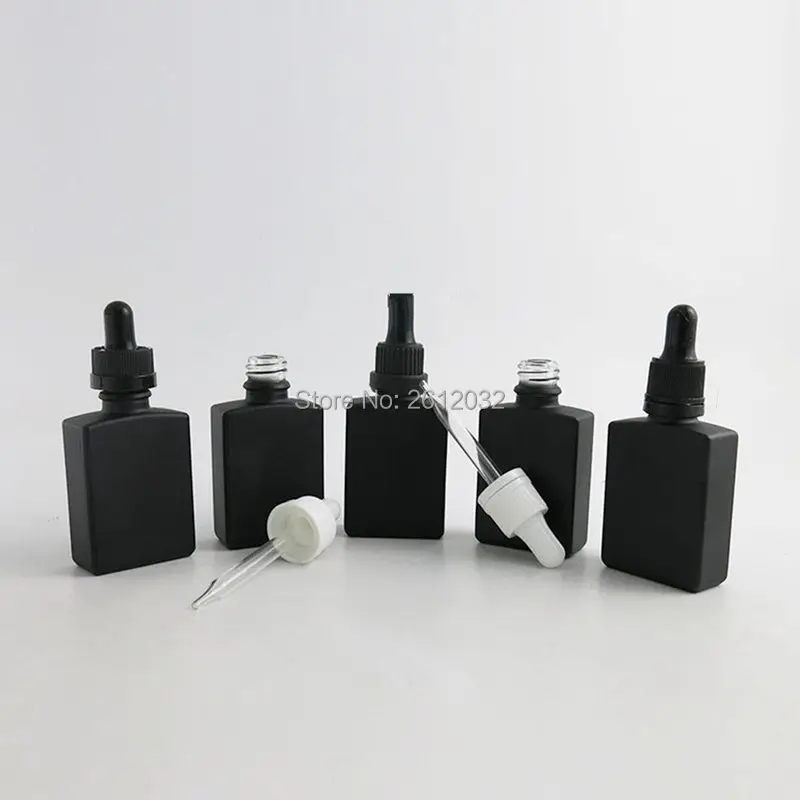 100Pcs 30ml Frost Black Flat Square Glass Dave Dropper Bottle 1oz Child Proof Dropper Bottle F20173778