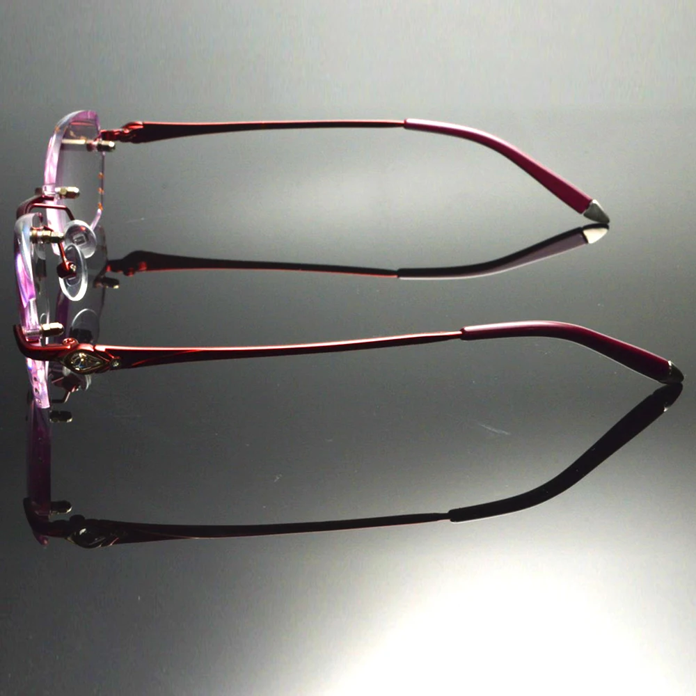 Lunettes de lecture sans monture en alliage de titane pour femme, coupe diamant britannique de luxe, 100% titane, + boîte + 0.75 + 1 + 1.75 + 1.5 + 2 à + 4