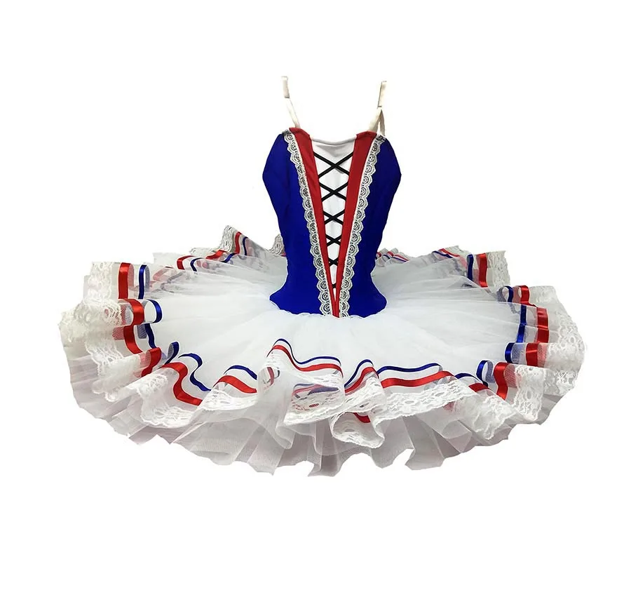 Ballet Tutu Flame of Paris Adult Professional Ballet Tutu Royal Blue White Fairy Pancake Peformance Tutu Ballerina Stage Costume