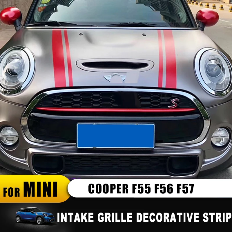 ABS Car Styling For BMW Mini Cooper S F55 F56 F57 Car Front Intake Grille Decorative Strip Cover Sticker Car Accessories 1PCS