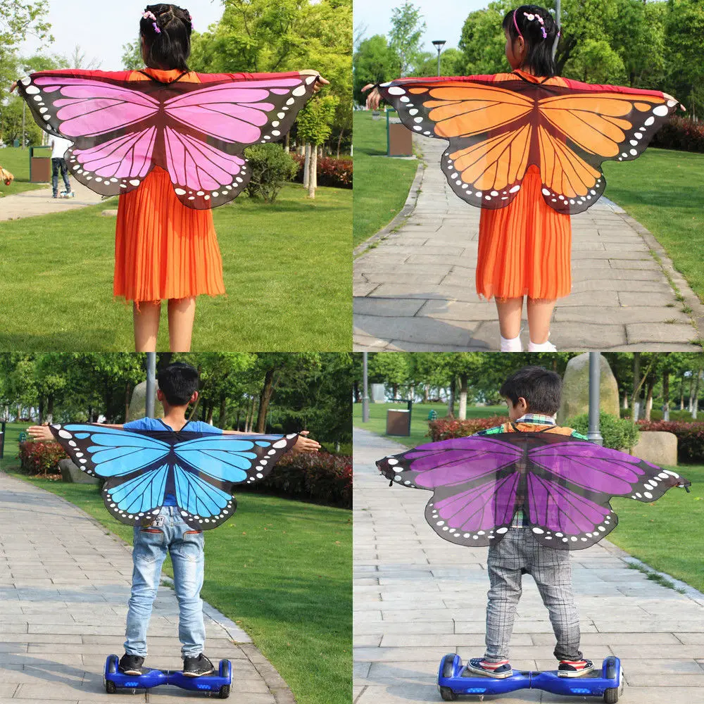 Stylish Butterfly Wing Multicolor Boys Girls Costume Wrap  Accessory Pretend Play Cape Beach Cover-ups