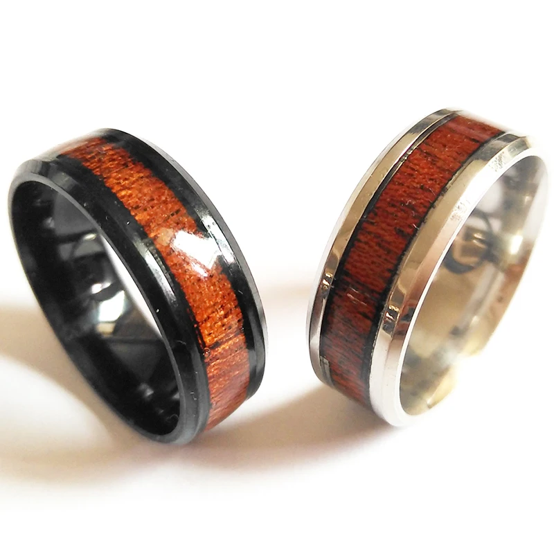 

MIXMAX 20pcs men ring Titanium Wood grain black silver colors unisex simple fashion band rings set jewelry for party wholesale