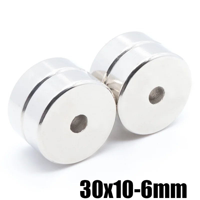 

10pcs 30x10 mm Hole 6 mm N35 Super Strong Ring Loop Countersunk Magnet Rare Earth Neo Neodymium Magnets Cylinder 6mm