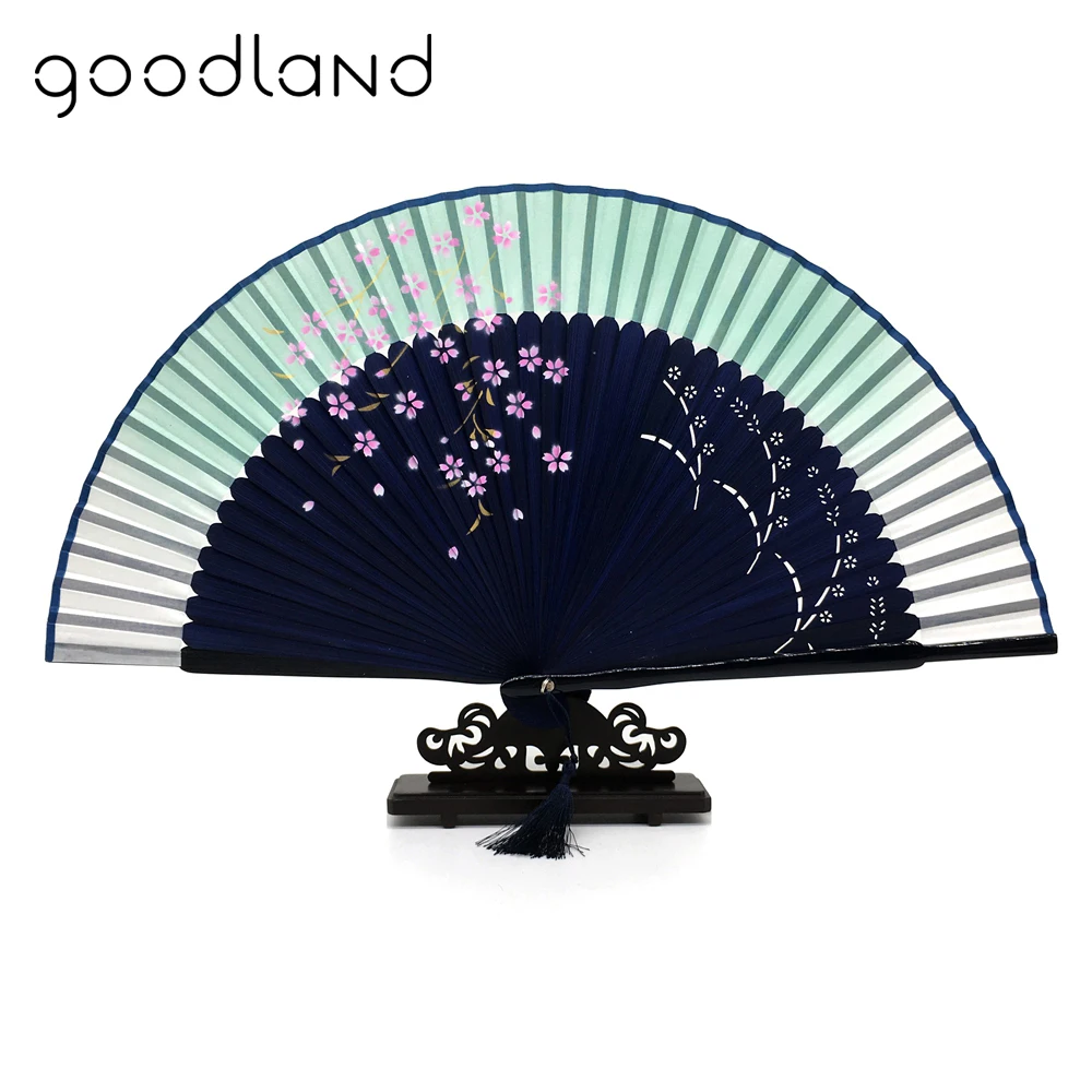 Free Shipping 30pcs Silk Delicate Japanese Cherry Painting Folding Fan with Gift Bag Tassel Event & Party Supplies Decoration