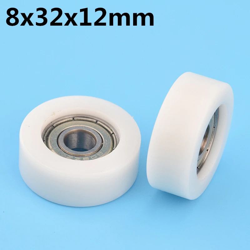 1Pcs 8x32x12 mm Nylon Plastic Wheel With Bearings Flat miniature pulley POM Hard bearing