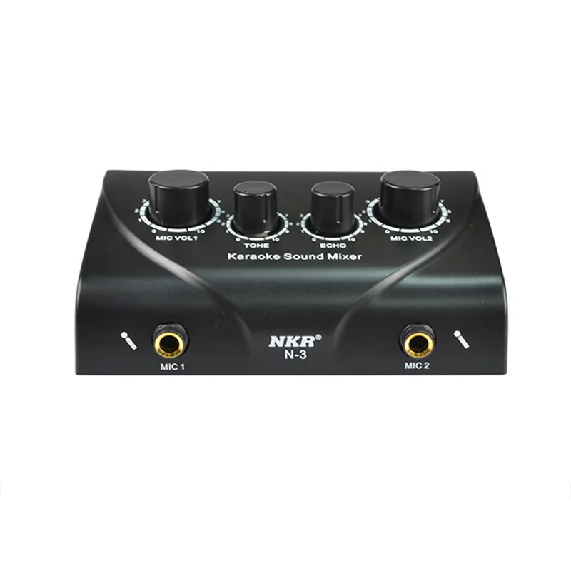 ABGN Hot-N-3 Portable Dual Mic Inputs Audio Sound Mixer For Amplifier & Microphone Karaoke Ok Mixer Black Us Plug  for Company