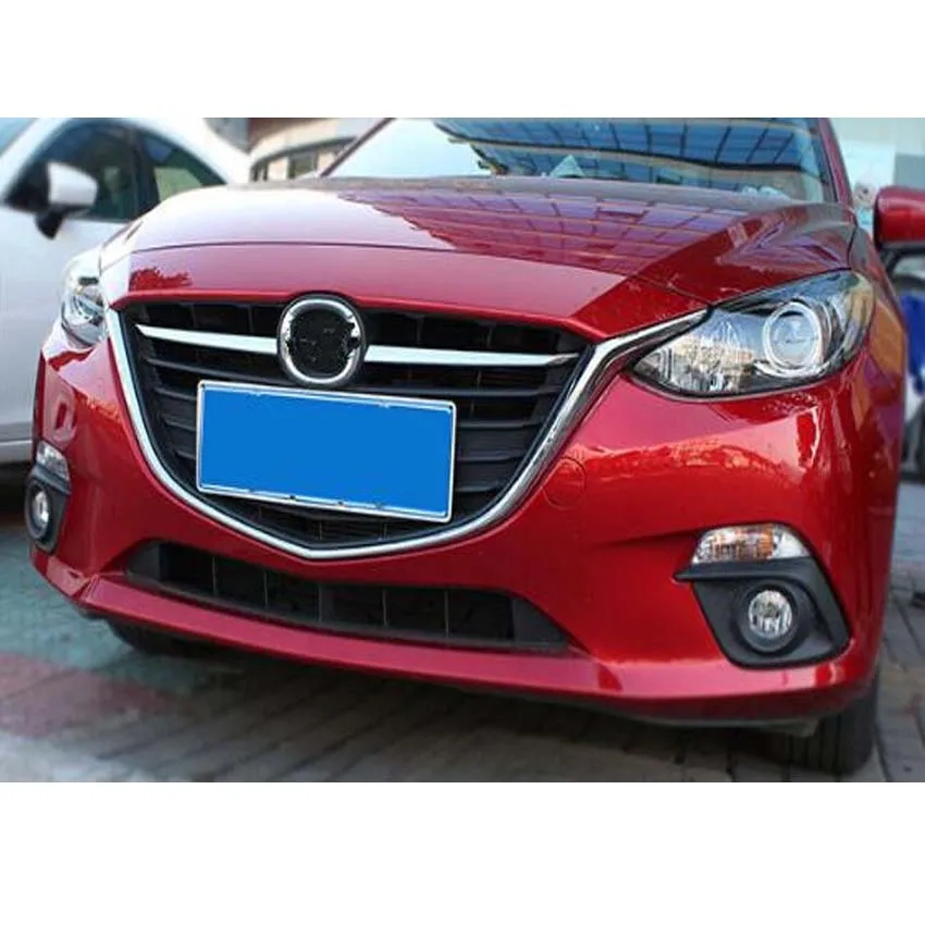 Fit For Mazda 3 Axela BM 2014 2015 2016 Car Front Grill Grille Decoration Strips Cover Trim Styling Stickers ABS 2Pcs/set