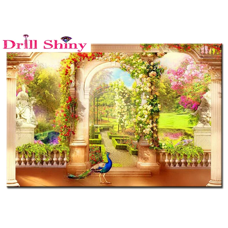 full bead strass embroidery garden in paradise diamond painting animal peacock living room decoration painting hand