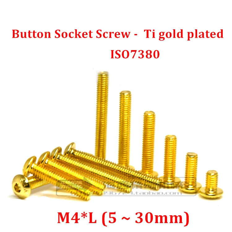 

20pcs M4 Allen Screw Hex socket Button Head Screw Carbon steel Ti gold Plated Round head Allen Machine Screw Bolt