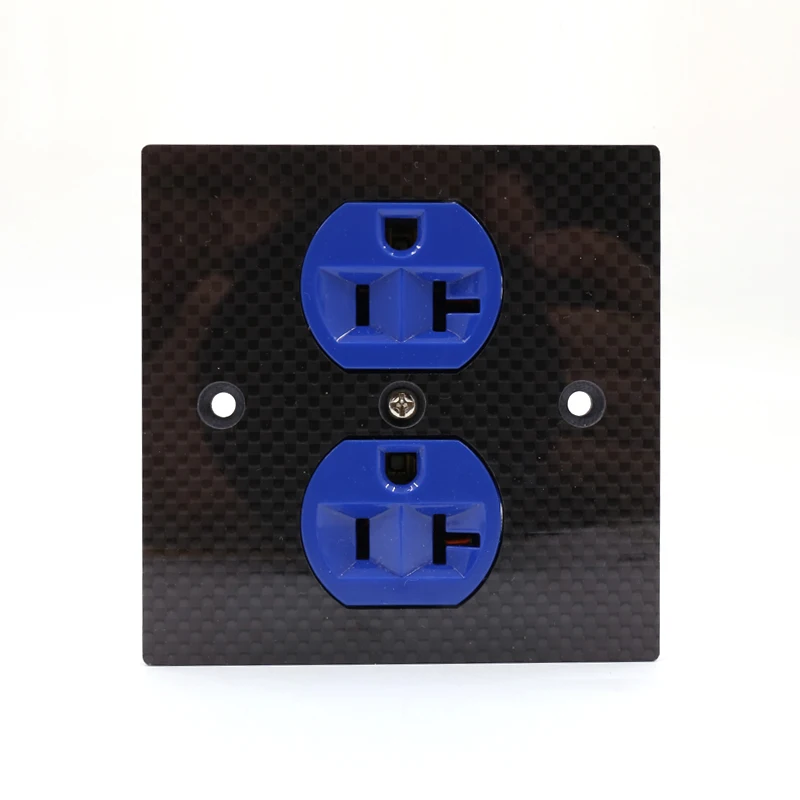 85 x 85 x 5 mm HI-End power Duplex Receptacle Copper Carbon Fiber US power Outlet HIFI Socket