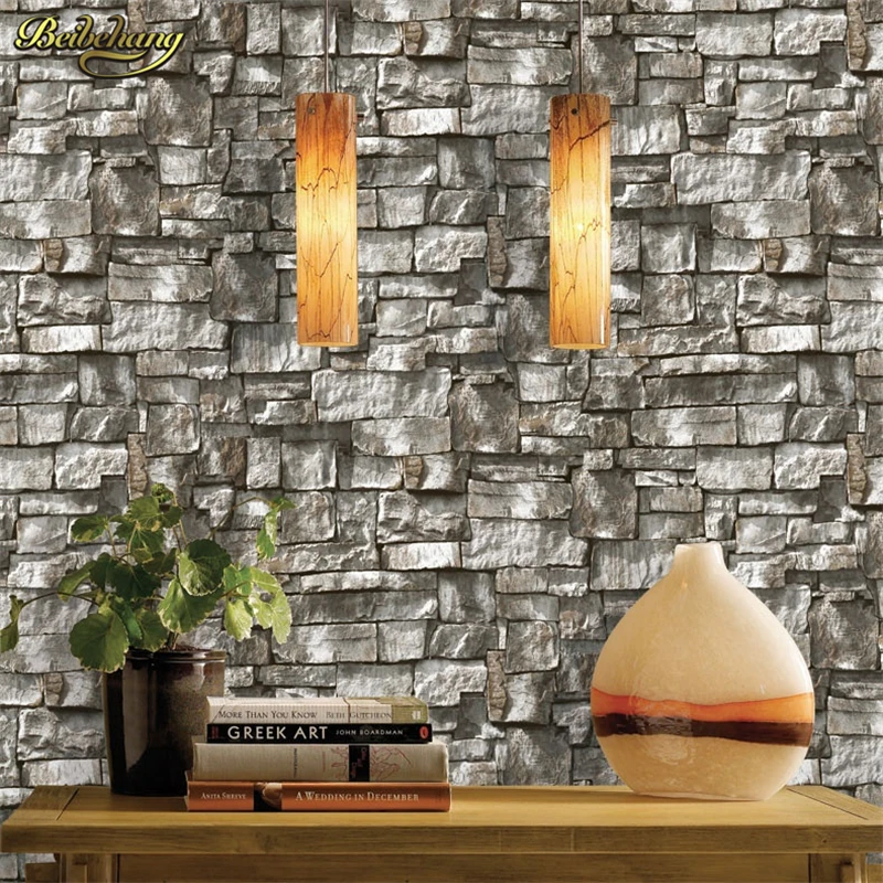 beibehang 3d wallpaper roll Chinese style dining room mural stone brick design background wall vinyl wallpaper for living room