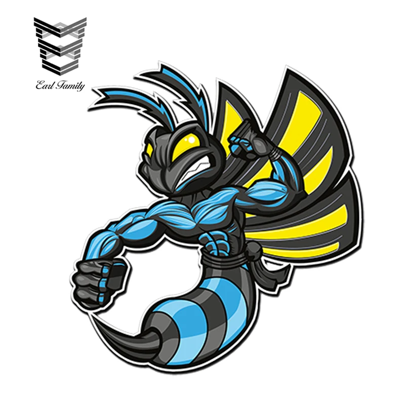 EARLFAMILY 13cm x 11cm Car Styling Blue Hornet Wasp Vinyl Stickers Bike Helmet Motorbike Laptop Decal Waterproof Car Sticker
