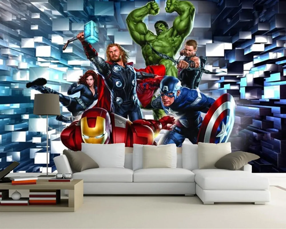 

Custom children wallpaper, 3 d hero alliance murals for children room living room TV wall paper DE parede vinyl which wallpaper