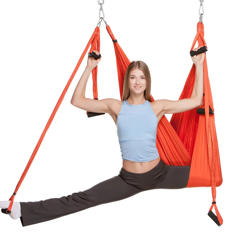 6 Handvat Anti-Gravity Yoga Hangmat Stof Yoga Vliegende Swing Tractie Apparaat Yoga Hangmat Set Apparatuur Voor Pilates Body vormgeven