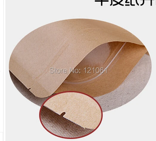 10*15cm,100pcs/lot,Stand-up Kraft Paper Bag with Window ,Kraft Zipper Paper Bag,Kraft Paper Bag