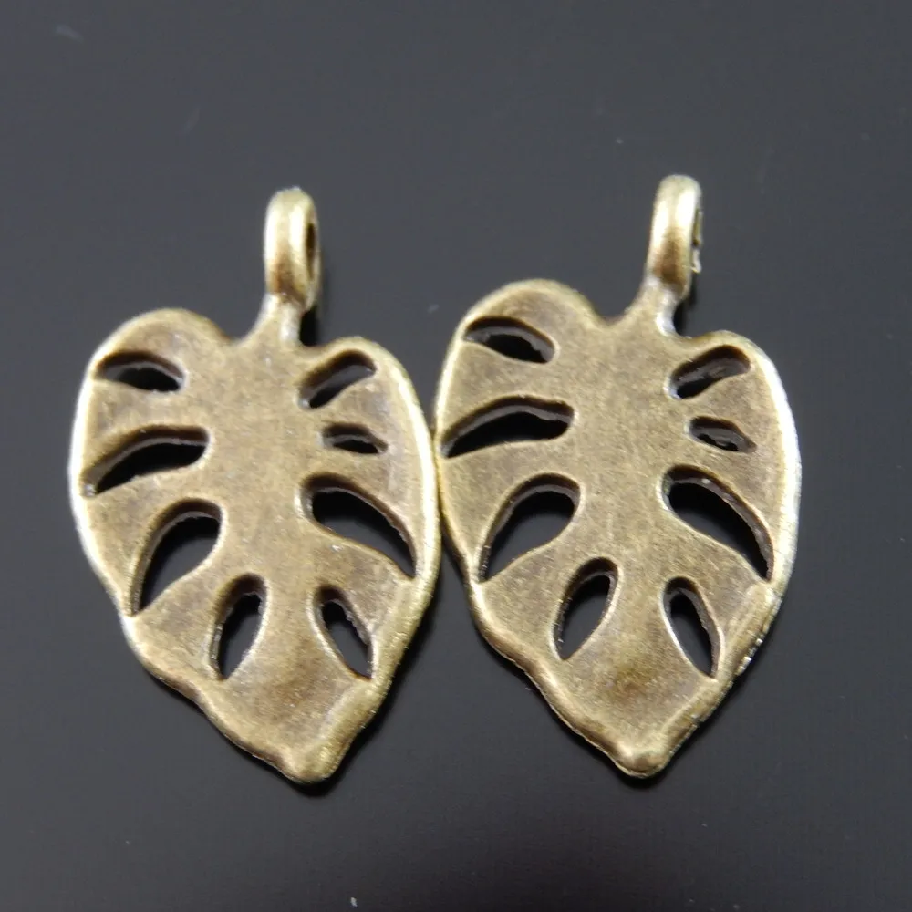 GraceAngie 80PCS Antique Bronze Tone Leaf Alloy Charm Pendant Jewelry Accessory 15*12*2MM 03103