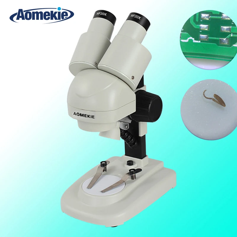 AOMEKIE 40X Binocular Stereo Microscope LED Illumination 45 Degrees Eyepieces PCB Solder Tool Slides Specimen Mineral Watching