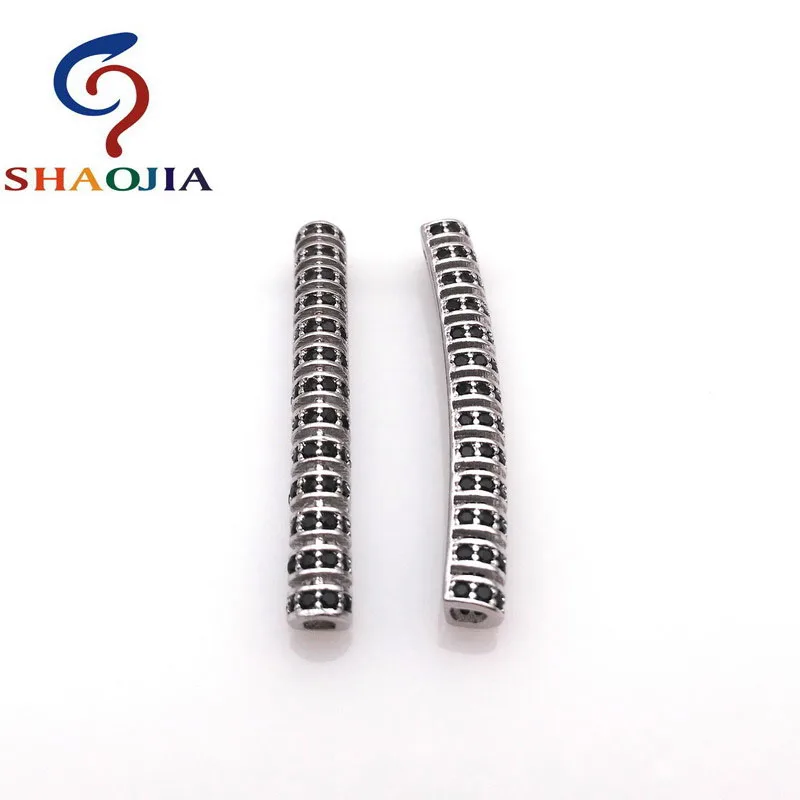 SHAOJIA Micro Pave Zircon Beads High Quality Bending Beads Brass Beads & Jewelry Making Beads For Jewelry Making Size 35 *5 MM