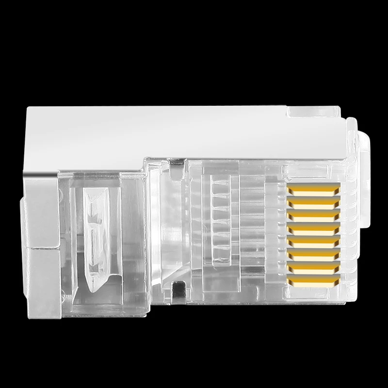 cncob cat5e Ethernet connector shielded copper shell rj45 8P8C cable plug metal shell FTP network crystal head 30pcs / 100pcs