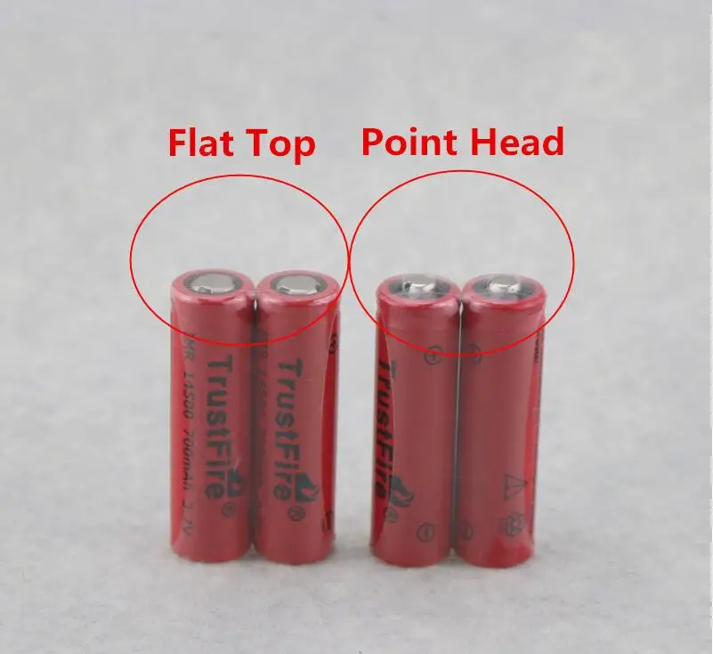 

18pcs/lot TrustFire IMR 14500 700mAh 3.7V Rechargeable Li-ion Battery Power Batteries Output 5A For E-cigarette Torch Point Head