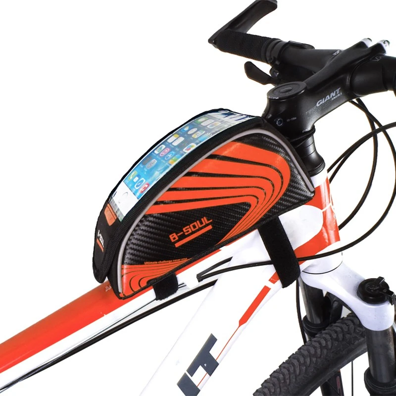 B-SOUL Bike Front Bag For 5.5''Phone Waterproof Reflective Frame Cycling MTB Bicycle Road Bike Bag Bicycle Accessories