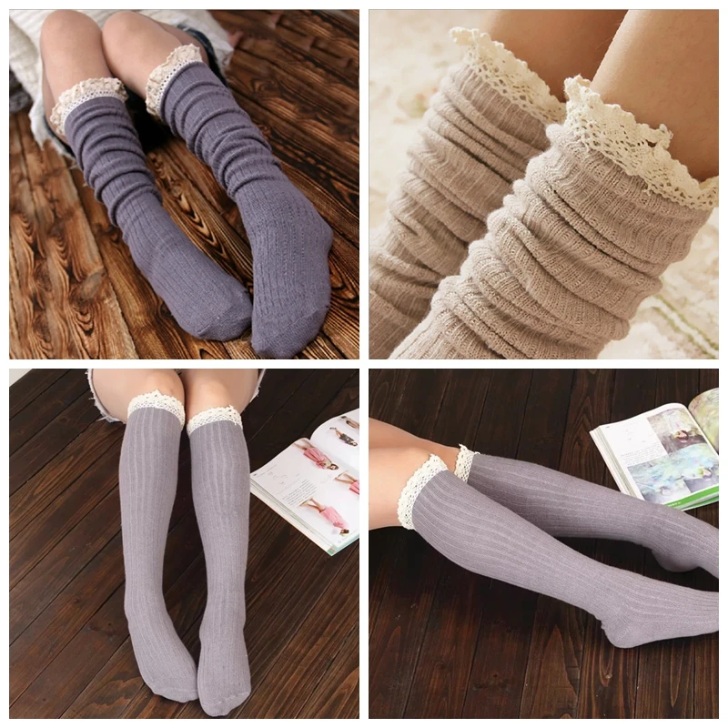 Women fashion Lace stockings Knitted Boot Cuffs  7mixed color 24pairs/lot #3885