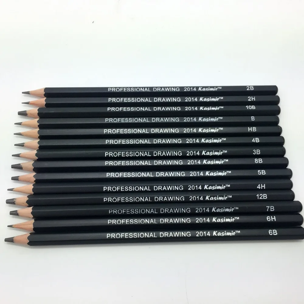 14pcs/set Sketch and Drawing Pencil Set 12B 10B 8B 7B 6B 5B 4B 3B 2B 1B HB 2H 4H 6H Best Quality Non-toxic Standard Pencils