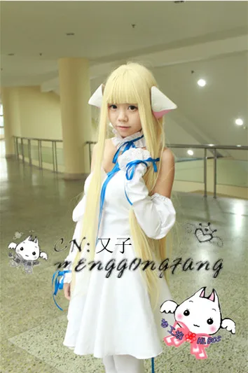 El más nuevo disfraz de Cosplay de vestido blanco Chobits Chii de alta calidad personalizado