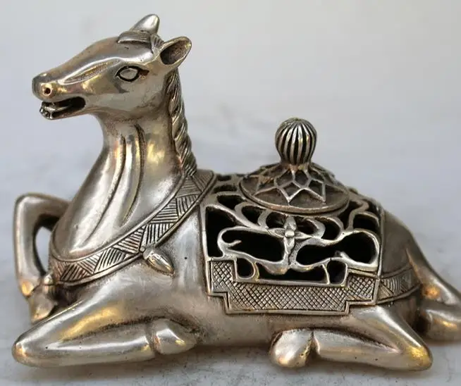 

Antique old QingDynasty silver statue /sculpture---Horse censer ,handmade crafts,Decorationcollection&adornment,Free shipping