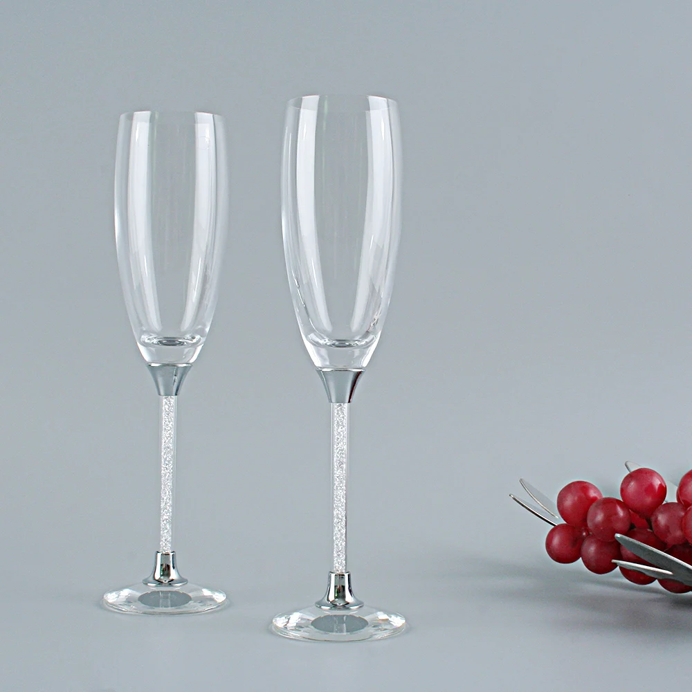 Promotional Crystal Champagne Glass, Elegant Tulip Shape Within 120mm Crystal Stand, 2pcs/set Within Shaped Foam Safty Packing