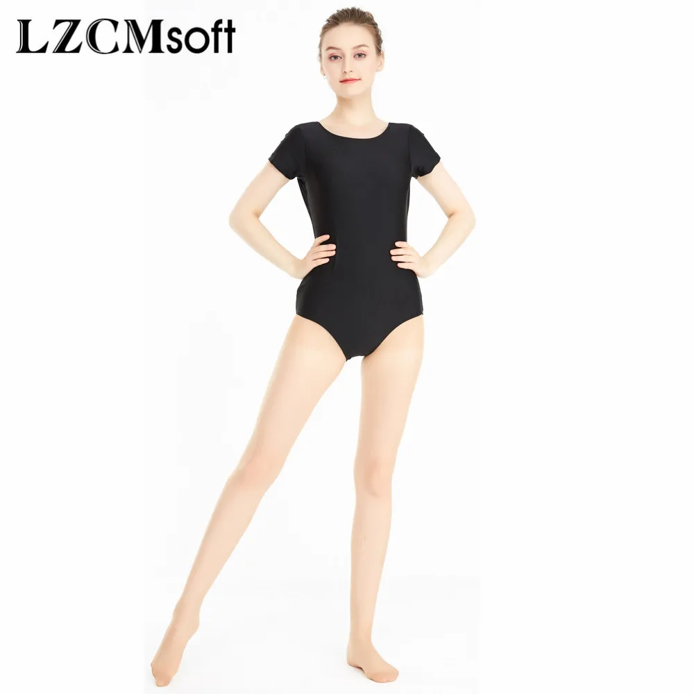 LZCMsoft Women\'s Team Basic Classic Short Sleeve Leotard for Girls Ballet Dance Leotards Gymnastics Nylon Spandex Dancewear