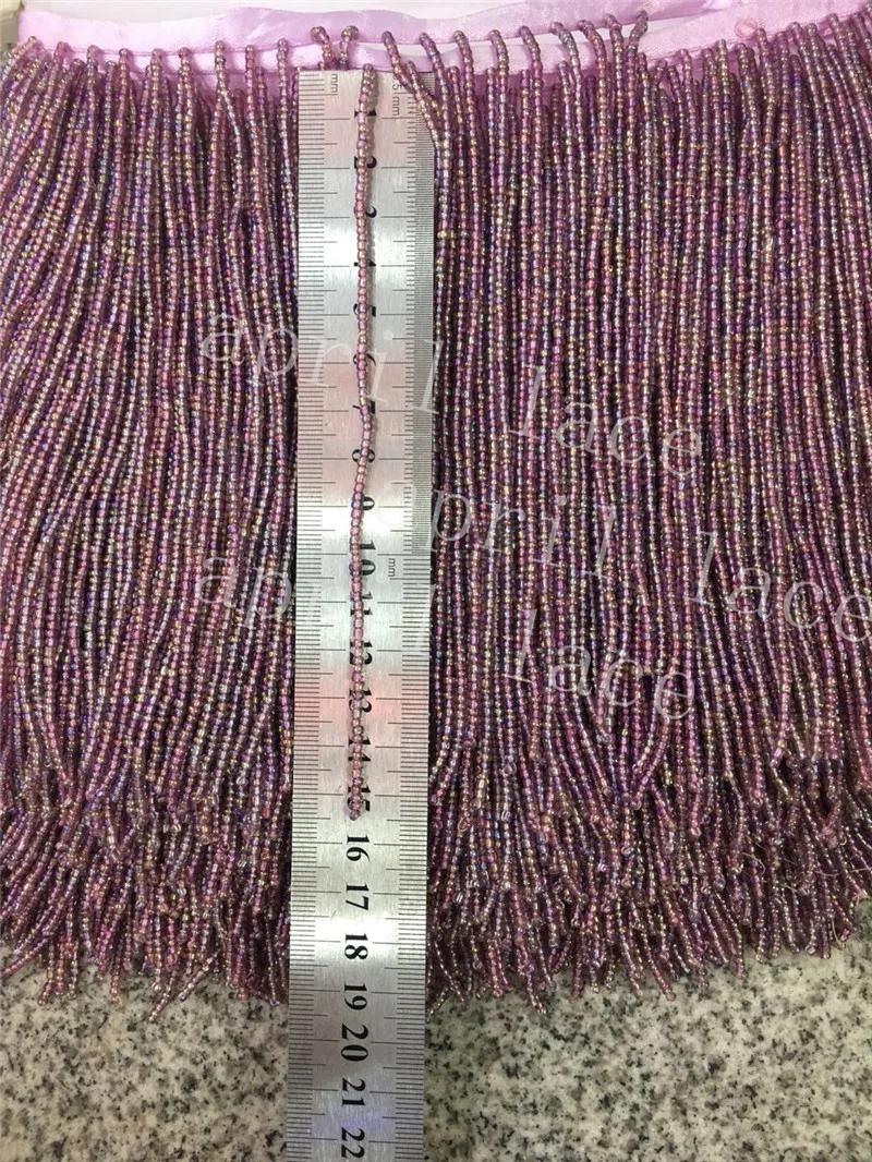 DX0011#  10 yards /bag 15cm colorful  light purple round beads satin ribbon fringe tassel for garment/decorative/wedding dress