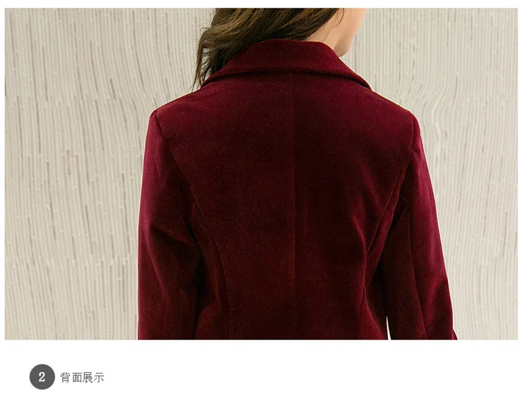 M-2XL fashion 2023 autumn female Korean Slim was thin velvet leisure suit solid color double-breasted jacket w1085