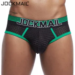 JOCKMAIL Mesh Sexy Men Underwear ice silk Men Briefs Breathable Slip bikini Gay Male Panties Underpants men thongs g strings