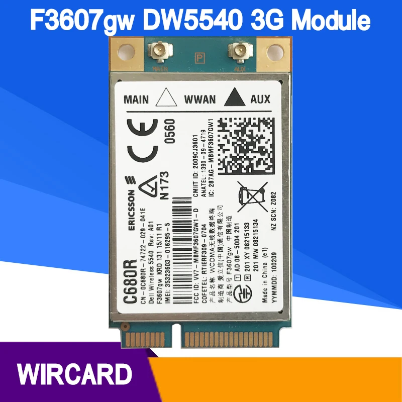 F3607gw E6400 WWAN 5540 DW5540 3G MODULE Card FOR E6400 E6500 E6410 E6510 E4200 DELL 5540 C680R