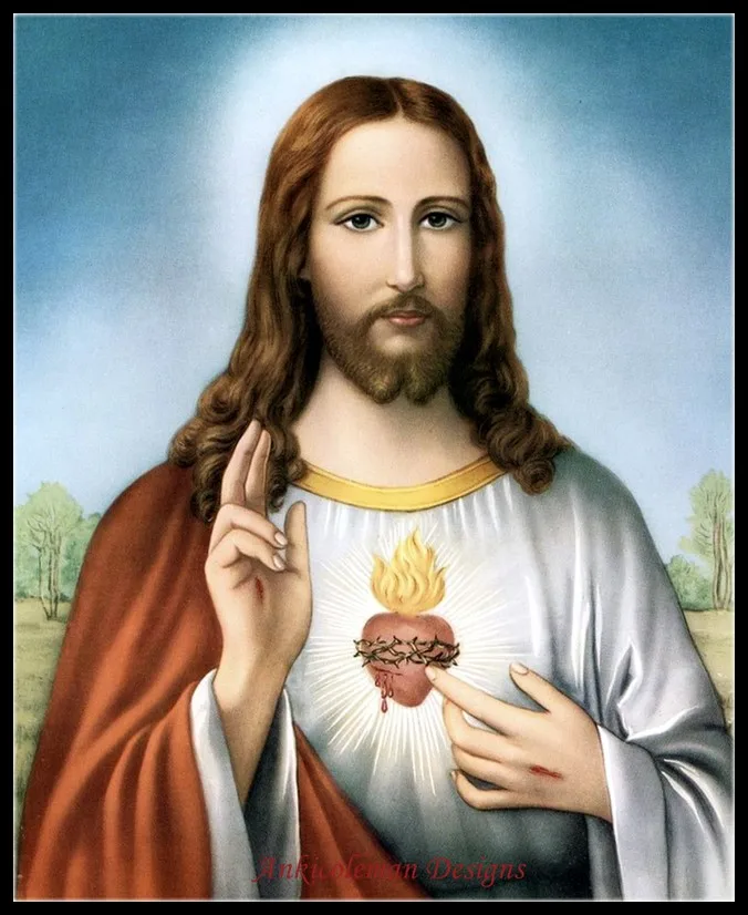 

Needlework for embroidery DIY French DMC High Quality - Counted Cross Stitch Kits 14 ct Oil painting - Sacred Heart of Jesus