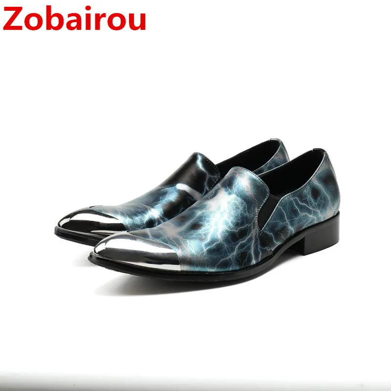 

Zobairou mens shoes high heels blue spiked loafers metal pointy oxford shoes for men classic handmade formal shoes men size13