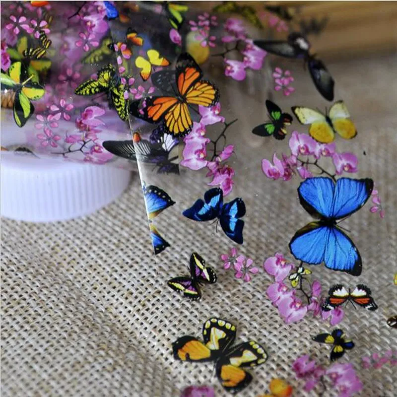 1 Bottle Nail Art Transfer Foils Nail Sticker Tip Decal Decoration Design DIY Butterfly Plum Flower Manicure Tools