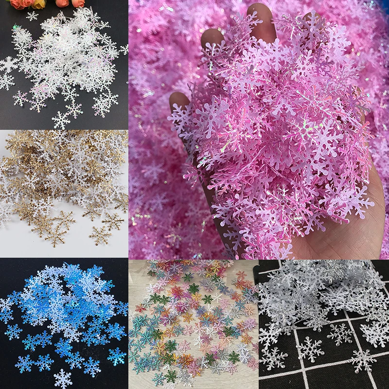 300pcs/lot White Sparkling Snowflakes for Nail Art Christmas Snowflakes Needlework Appliques Wedding Party Decoration Craft