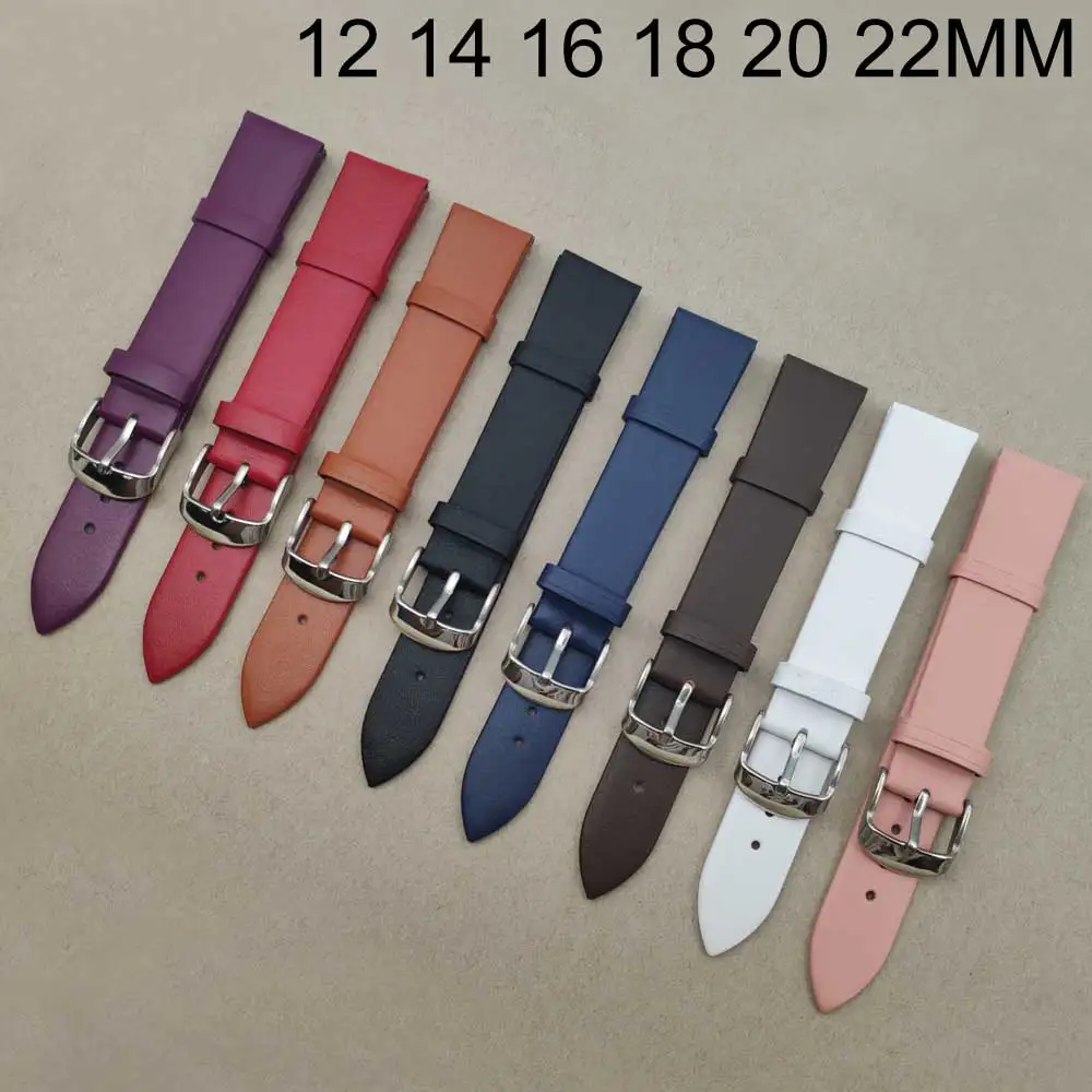 1PCS 12MM 14MM 16MM 18MM 20MM 22MM smooth grain genuine leather (cow split) watch band watch strap men and women straps WS0119