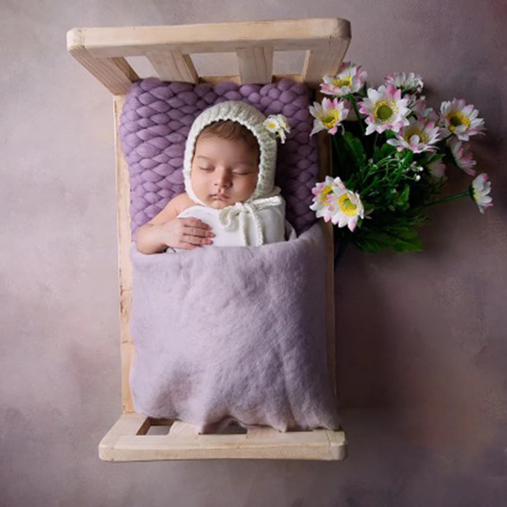 Don&Judy Handcraft 100% Wool Felted Round Blanket Baby Photo Shoot Set Basket Stuffer Newborn Little Infant Photography Prop