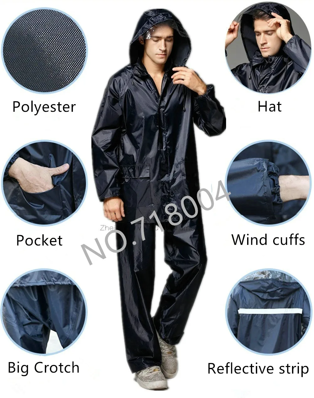 Waterproof Poncho Set for Men and Women, Trench Coat and Pants, Outdoor Split Rain Suit, Chubasqueros Mujer