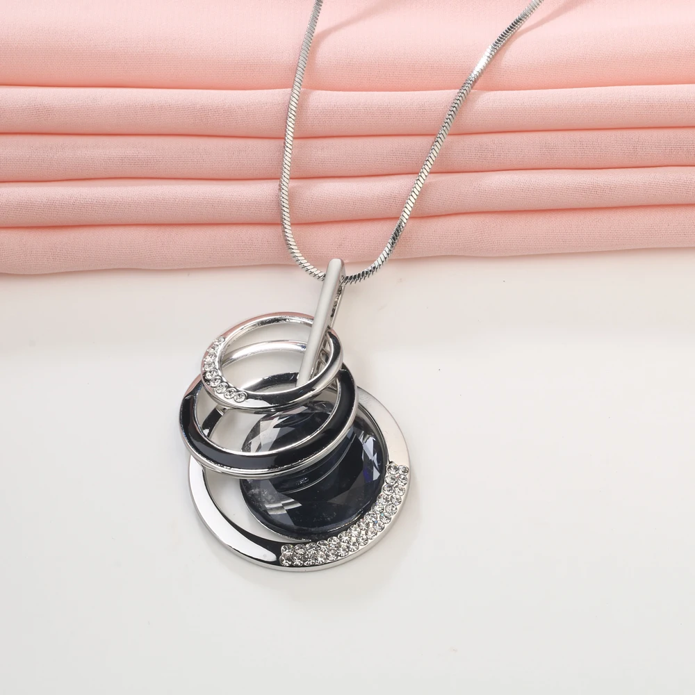 Meyfflin Collier Femme Long Necklaces & Pendants for Women Round Statement Necklace Maxi Colar Chain Fashion Jewelry 2022 Bijoux