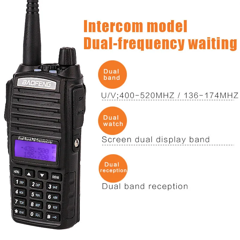 2 Finger PTT walkie talkie baofeng UV-82 two way radio FM radio amador baofeng uv 82 with Dual-Band cb ham radio hf transceiver