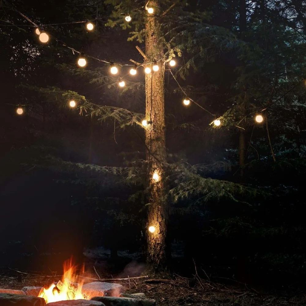 15M 20 Bulb Connectable Vintage Festoon Ball String Lights 75LED Christmas Fairy Lights for Outdoor Patio Party Garland Lighting