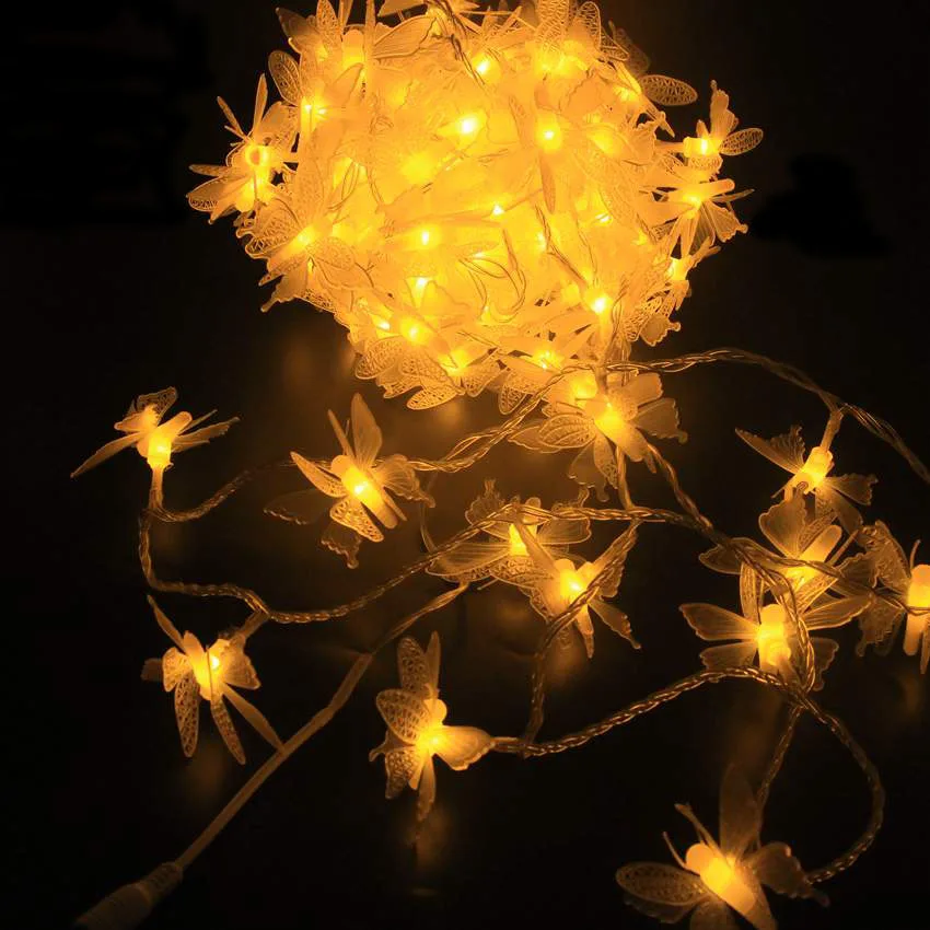 

DC12V 10M 100Led Fairy butterfly string light Waterproof Transparent copper wire Christmas festival wedding decoration light