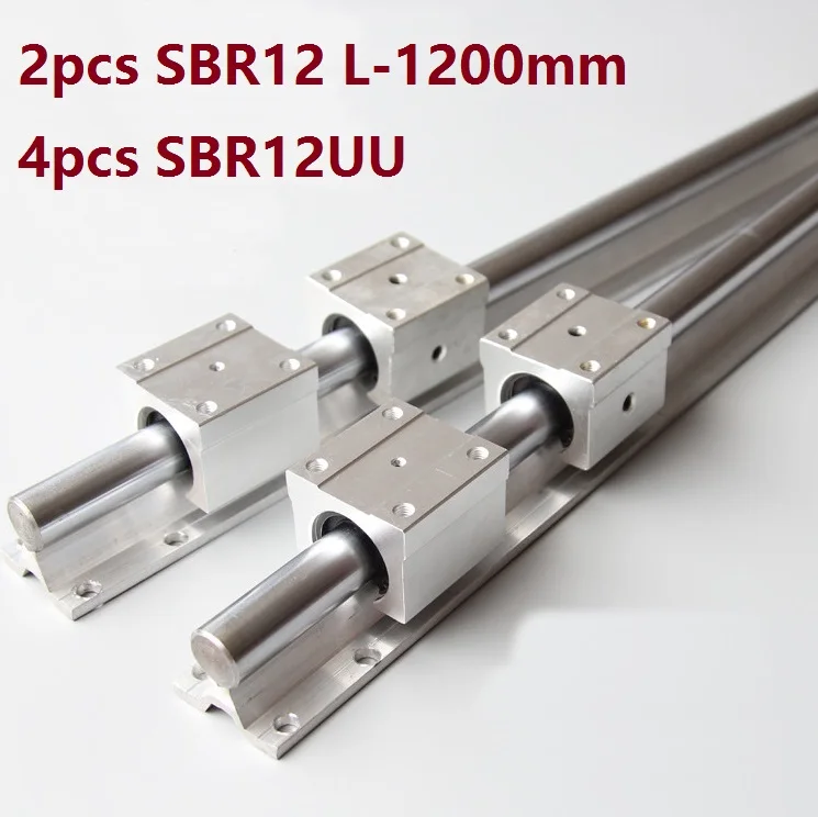 

2pcs SBR12 L-1200mm support rail linear guide + 4pcs SBR12UU linear bearing blocks for CNC router parts