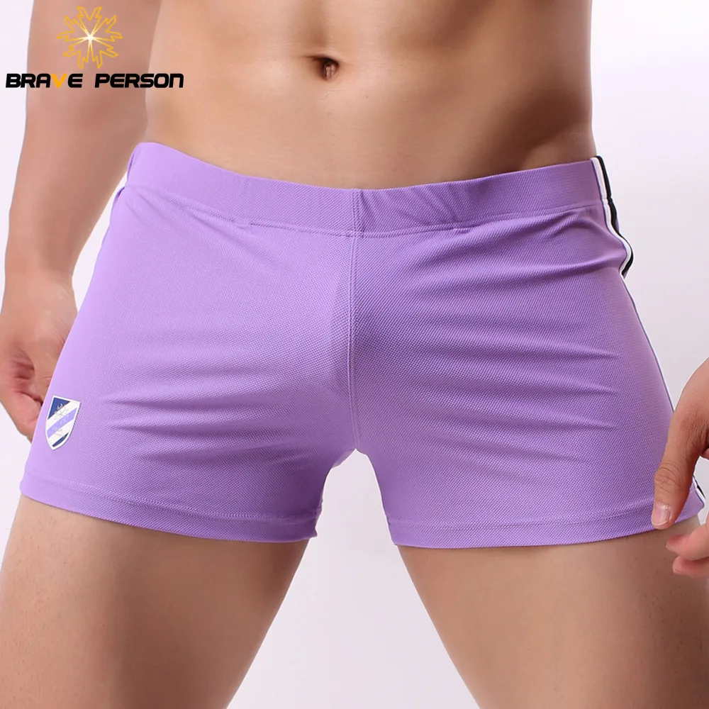 BRAVE PERSON Underwear Men Boxers Shorts Mesh Breathable Fabric Low-waist Sexy Mens Underpants Boxers Penis Pouch Casual Shorts