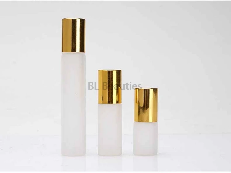 1000pcs/lot 3ml 5ml 10ml Frosted Glass Roll On Bottle Essential Oil Bottle + Eye Masssge Stainless Steel Roller Ball